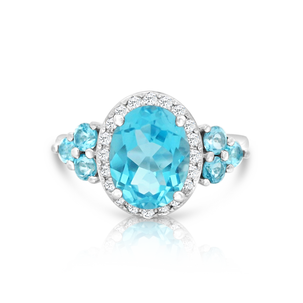 Blue Topaz and Diamond Ring