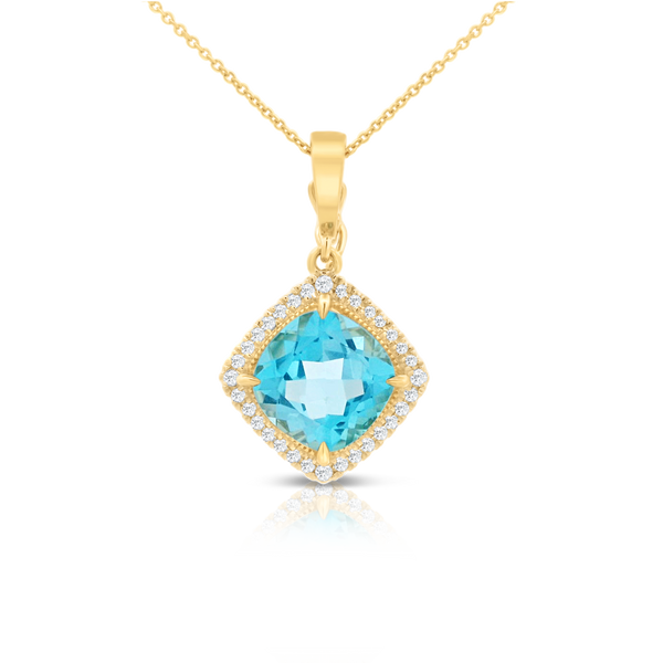 Blue Topaz and Diamond Pendant