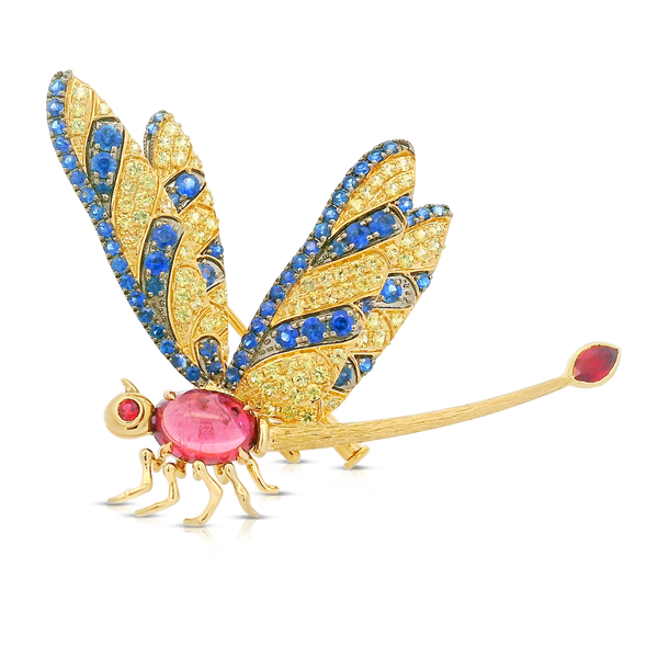 Multi Stone Dragonfly Brooch