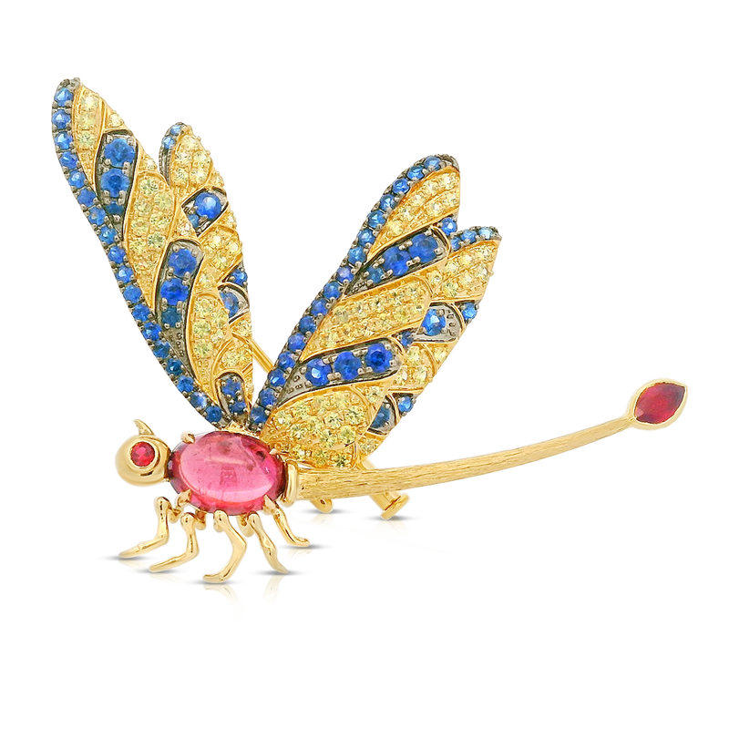 Multi Stone Dragonfly Brooch