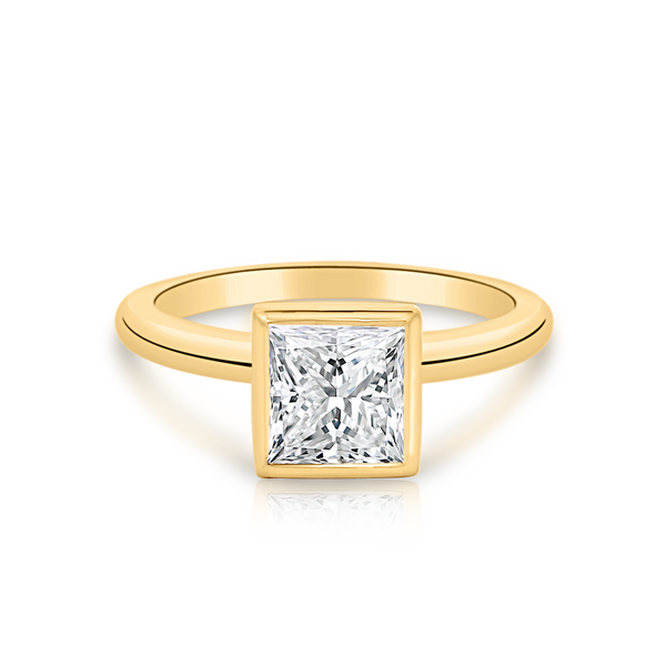 Audrey Princess Cut Bezel Set Ring