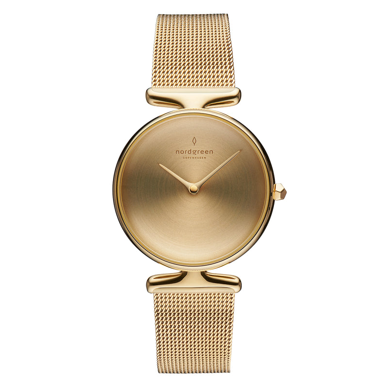 Nordgreen Unika Gold 28mm Gold Casing with Gold Mesh Strap