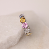 18ct White Gold Anniversary Ring with Natural Round Sapphires