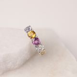18ct White Gold Anniversary Ring with Natural Round Sapphires