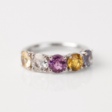 18ct White Gold Anniversary Ring with Natural Round Sapphires