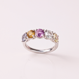18ct White Gold Anniversary Ring with Natural Round Sapphires