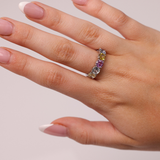 18ct White Gold Anniversary Ring with Natural Round Sapphires