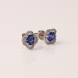 18ct White Gold Blue Sapphire and Diamond Earrings