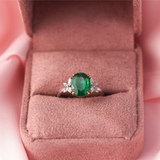18ct White Gold Dress Ring with Natural Emerald and Diamonds