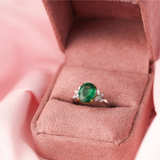 18ct White Gold Dress Ring with Natural Emerald and Diamonds