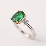 18ct White Gold Dress Ring with Natural Emerald and Diamonds