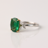 18ct White Gold Dress Ring with Natural Emerald and Diamonds