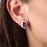 Natural Ruby & Diamond Fancy Halo Stud Earrings