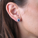 Sapphire & Diamond Fancy Halo Stud Earrings