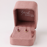 Natural Ruby & Diamond Halo Stud Earrings