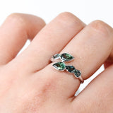 9ct white gold Ariel Ring with natural Australian teal sapphires available from Sydney fine jeweller York Jewellers.