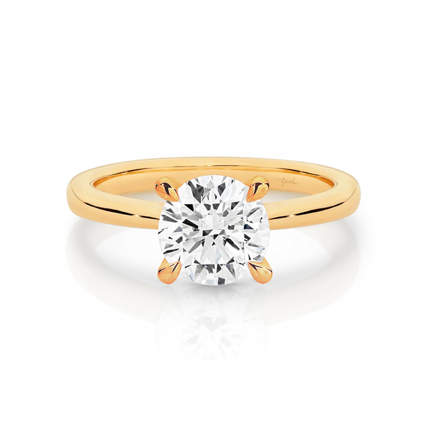 Ashley-Yellow Gold-Round Brilliant Cut Four Claw Set Solitaire Diamond Engagement Ring