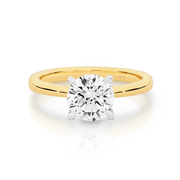 Ashley-Yellow Gold-Round Brilliant Cut Four Claw Set Solitaire Diamond Engagement Ring