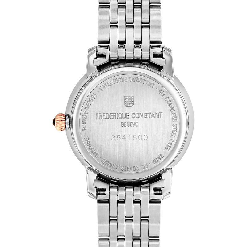 Frederique Constant Classic Two Tone Rose Gold and Stainless Steel Ladies Quartz Movement Watch with Matching Two Tone Bracelet