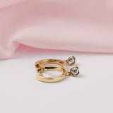 Modern 9ct yellow gold bezel set lab grown diamond huggie drop earrings available at York Jewellers in Penrith Sydney.