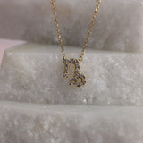Personalised 9ct yellow gold Capricorn diamond pendant available from Sydney fine jeweller York Jewellers.