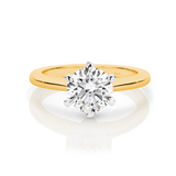 Chloe-Yellow Gold-Round Brilliant Cut Six Claw Set Solitaire Diamond Engagement Ring