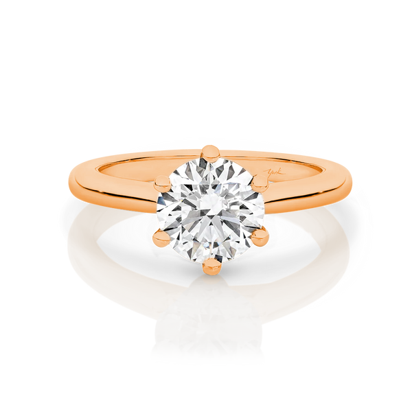 Chloe-Rose Gold-Round Brilliant Cut Six Claw Set Solitaire Diamond Engagement Ring