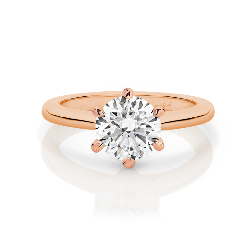 Chloe-Rose Gold-Round Brilliant Cut Six Claw Set Solitaire Diamond Engagement Ring