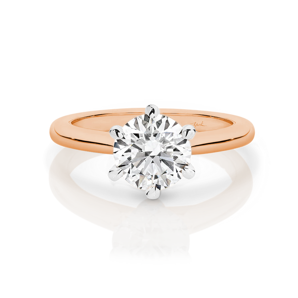 Chloe-Rose Gold-Round Brilliant Cut Six Claw Set Solitaire Diamond Engagement Ring