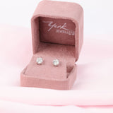 18ct white gold custom diamond stud earrings with double gallery setting and claw set natural round brilliant diamonds available at York Jewellers Penrith and Warriewood (Sydney).