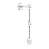 Close-up of 9ct white gold chain-link drop earrings showcasing individually linked diamonds, available at York Jewellers Penrith.