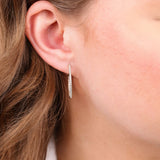 9ct yellow gold inside outside diamond hoop earrings worn on ear showing full circle sparkle, available at York Jewellers Penrith and Warriewood (Sydney). 