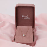 Elegant 9ct yellow gold trace chain necklace with round brilliant cut lab grown diamond solitaire pendant in a York Jewellers box available in Sydney (Penrith and Warriewood).