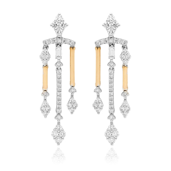 White And Rose Gold Diamond Drop Earrings