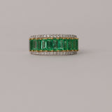 Elegant 18ct white and yellow gold emerald ring available from Sydney fine jeweller York Jewellers featuring natural emeralds and diamonds.