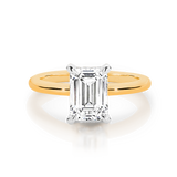 Emily-Emerald Cut Solitaire Diamond Engagement Ring Set in Yellow Gold Band