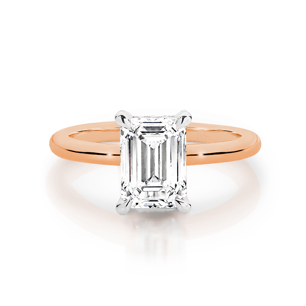 Emily Emerald-Cut Engagement Ring Sydney | Hidden Halo, Rose Gold ...