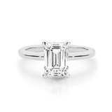 Emily-Emerald Cut Solitaire Diamond Engagement Ring Set in White Gold Band