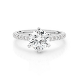 Gabriela-White Gold-Round Brilliant Cut Six Claw Set Diamond Engagement Ring with Diamond Set Band