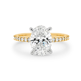 Harper - Oval Shape Diamond Engagement Ring with Diamond Set Band in Yellow Gold