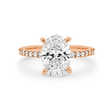 Harper - Oval Shape Diamond Engagement Ring with Diamond Set Band in Rose Gold