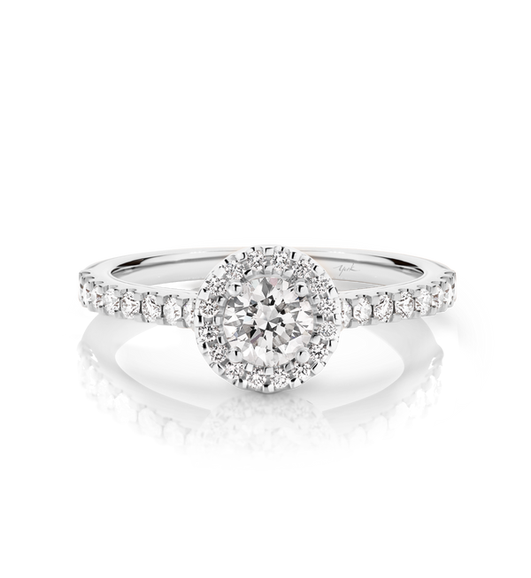 Lab Grown Diamond Halo Engagement Ring TDW=1.54ct