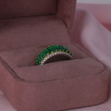 Side of luxury 18ct white and yellow gold emerald and diamond statement ring, available at York Jewellers Penrith.