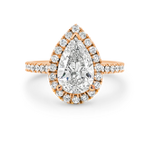 Madison-Pear Shape Diamond Halo Engagement Ring with Diamond Set Band in Rose Gold