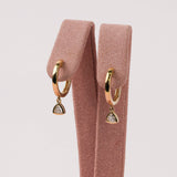 Stylish 9ct yellow gold lab grown diamond drop huggie earrings with geometric trilliant cut sparkle available online and in-store at York Jewellers Sydney.