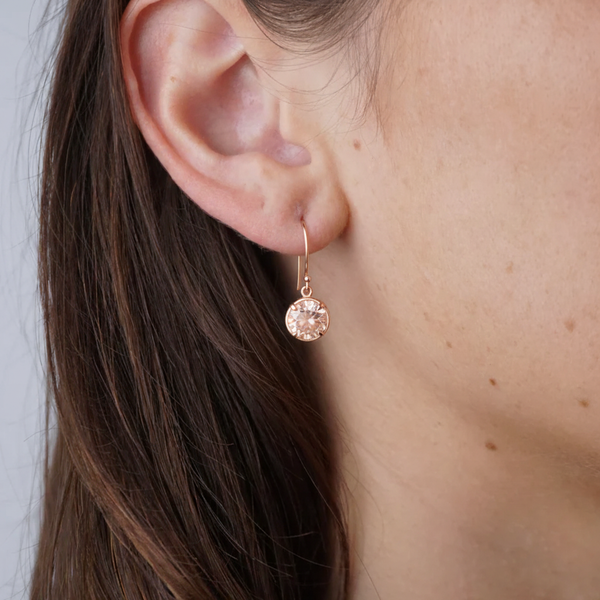 Rose Gold Morganite Shepherd Hook Earrings