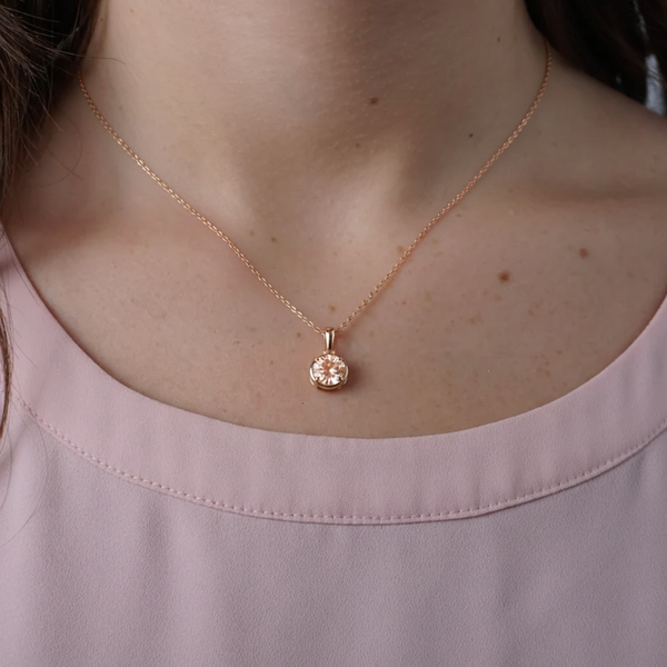 Rose Gold Morganite Solitaire Pendant
