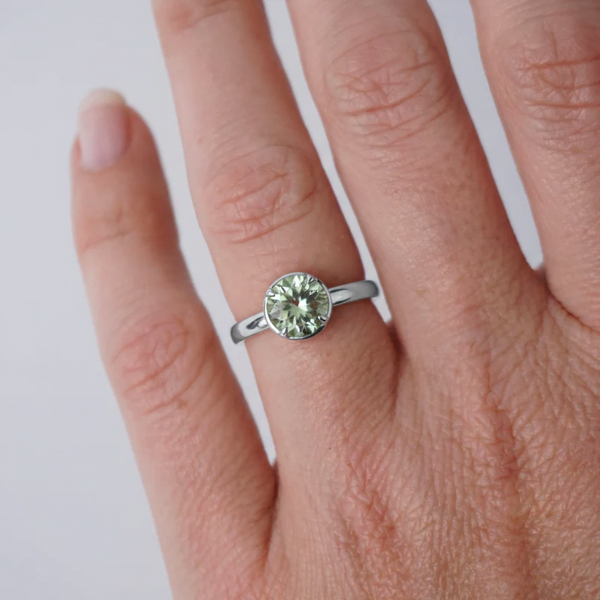 White Gold Green Amethyst Dress Ring