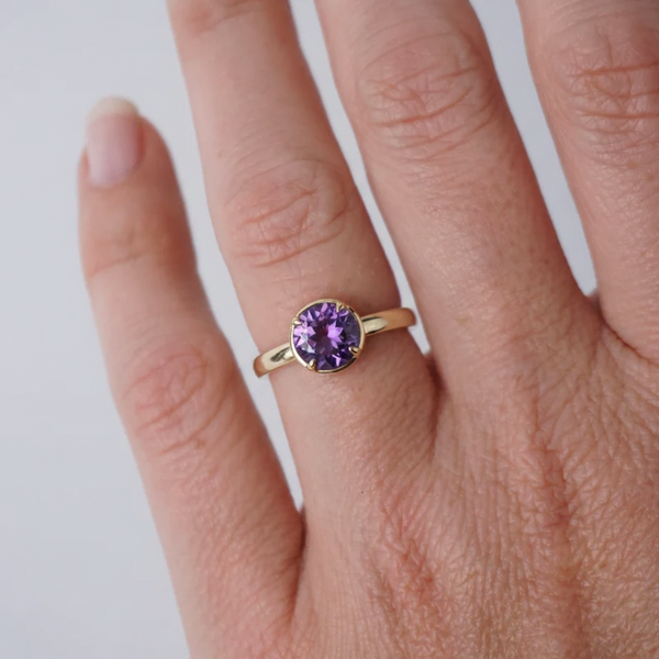 Yellow Gold Amethyst Dress Ring