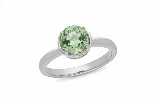 White Gold Green Amethyst Dress Ring